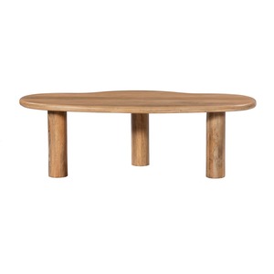 Mesa de centro orgánica de madera moderna Mesa de centro de madera de mango orgánico K.D Ligera con altura ajustable y almacenamiento - Product Image 1
