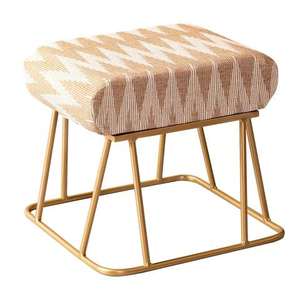 Taburete de Terciopelo con Marco Dorado, Nuevo Diseño, Tapizado, Redondo, Suave, Otomana Premium, Asiento, Puff - Product Image 6