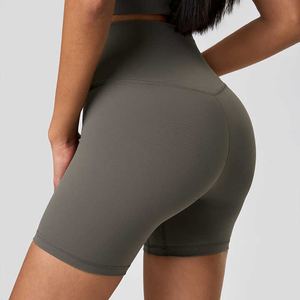 กางเกงขาสั้นเล่นยิมของผู้หญิงผ้าเนื้อนุ่มระบายอากาศได้ดีผ้าคอตตอนสแปนเด็กซ์ผสมสีพื้นสำหรับเล่นฟิตเนสโยคะ - Product Image 4