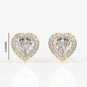 ต่างหูเพชรทรงหัวใจแบบ Halo ตัวเรือนทอง 14K - Product Image 3