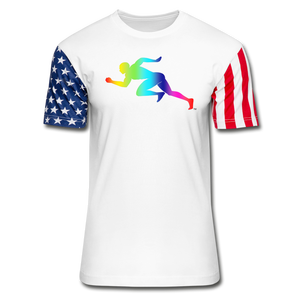 Camiseta Unisex con Diseño de Hombre Corriendo con Arcoíris, Celebrando las Estrellas y las Franjas, Producto de Ropa Americana - Product Image 1
