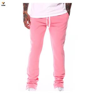 Pantalones de chándal de pierna recta de lana alta para hombre de lujo personalizados con logotipo personalizado pantalones de chándal apilados de lujo para hombre - Product Image 1