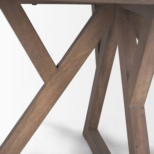 Mesa de Comedor Moderna para Cocina, Estilo Contemporáneo, Base de Madera con Forma Geométrica Triangular, Tapa Redonda de Madera Maciza de Mango - Product Image 5