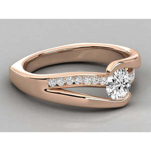 Bague pour femme en or 14 carats, faite à la main, avec diamant solitaire de laboratoire, taille ovale, forme poire, grappe, pour fiançailles ou promesse - Product Image 2