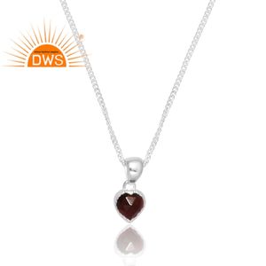 Stylish Design Sterling Silver Natural <b>Garnet</b> Gemstone <b>Pendant</b> Necklace Custom Design Jewelry Manufacturer - Product Image 2