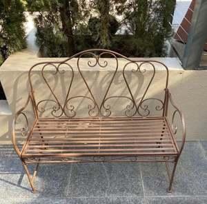 Elegante Banco azul de dos plazas tradicional de hierro fundido para jardín al aire libre acabado clásico banco de Venta caliente antiguo Patio al aire libre - Product Image 4