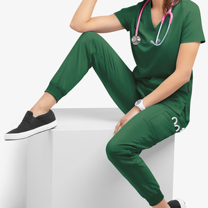 Hot Custom Mujeres Enfermería Scrubs Transpirable Stretch Fleece Jogger Quirúrgico Hospital Scrub Sets Venta caliente Medical Spandex - Product Image 1