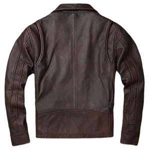 Chaqueta Bomber de moto de piel de cordero auténtica de invierno para hombre personalizada 2024 de lona fina con cuello levantado - Product Image 3