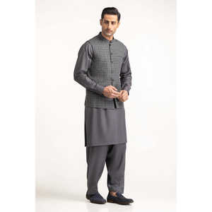 Gilet de travail personnalisable pour homme, noir, coupe-vent, à carreaux, avec boutons décoratifs, en polyester tricoté et toile brodée - Product Image 3