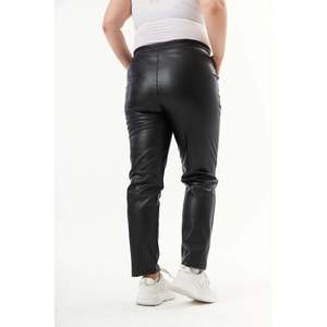 RMG Women's Plus Size <b>Black</b> Faux Leather Woven Trousers - High Waist, Full Length, Comfortable and Stylish <b>Pants</b> for Everyday - Product Image 3