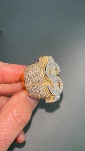 Anillo de cóctel de lujo para hombre, estilo hip hop, con diamantes de moissanita, engaste pavé, chapado en rodio, plata de ley 925, para uso diario. - Product Image 4