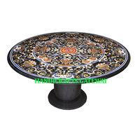 Meilleure vente finition fine avec motif de fleurs fait à la main mélange de marbre noir incrustation de couleur travail nacre incrustation de marbre dessus de table