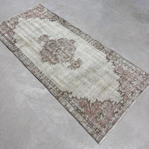 Tapis turc à accents orientaux 2,8x6,5 pi (85x198 cm), tapis gris vintage oriental - Product Image 3