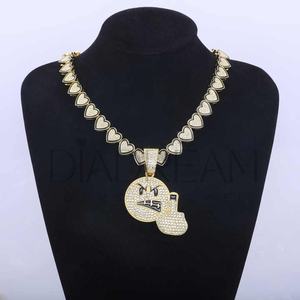 จี้ไอซ์เอาท์แบบออกแบบได้ตามต้องการสร้อย925สไตล์ฮิปฮอปของผู้ชายสร้อยคอเพชรโมอิสซาไนต์ประดับเพชรรูปหัวใจ - Product Image 1