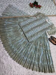 Etnik hint pakistanlı Lehenga & Dupatta seti Georgette dizisi ile çalışmak tam dikiş parti toptan fiyata elbise giymek - Product Image 4