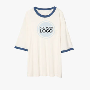 เสื้อยืดผู้ชายผ้าฝ้าย60% 40% โพลีเอสเตอร์ริงเกอร์ทรงหลวมทรงหลวมโลโก้แขนสั้นเสื้อยืดกราฟิก - Product Image 4