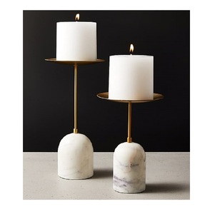 Base en marbre avec support en laiton bougeoir élégant bougeoir de luxe pour la décoration intérieure salon Table Accent - Product Image 4