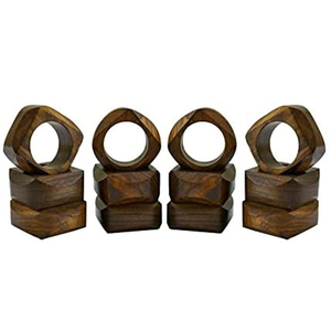 Rond de serviette en résine et bois bois d'acacia bois fait à la main ronds de serviette décoratifs boîte à mouchoirs vente chaude maison et cuisine - Product Image 6