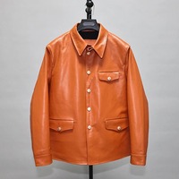 Manteau en cuir véritable pour homme, veste en cuir de vachette naturelle, vêtements de printemps et d'automne, orange XXL, nouvelle collection