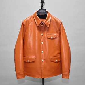 Manteau en cuir véritable pour homme, veste en cuir de vachette naturelle, vêtements de printemps et d'automne, orange XXL, nouvelle collection - Product Image 6