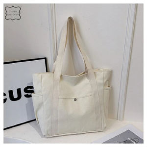 Nuevo estilo de moda Ecológico Compras Mujeres Bolsa de lona con bolsillo Algodón Gran capacidad Bolsa de lona de algodón orgánico - Product Image 5
