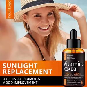 OEM Etiqueta Privada orgánica vitamina D3 K2 gotas MCT aceite Omega 3 líquido vitamina D suplemento para adultos y niños fibra dietética - Product Image 2
