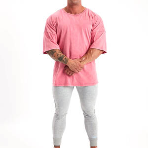 Transpirable High Street Color Rosa logotipo personalizado lavado ácido camiseta hombres Vintage lavado Camiseta 100% algodón Vintage camiseta - Product Image 2