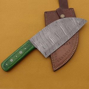 Cuchillo de Cocina JEXMOO Hecho a Mano de Acero de Damasco, Multifuncional, con Patrón Trenzado, Grado Industrial, Funda de Cuero OEM - Product Image 3