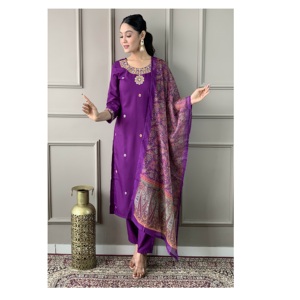 กางเกงผ้าเรยอนผ้าเรยอนผ้า kurti ที่มีความสวยงามผ้าออร์แกนซ่าปัก dupatta สำหรับสาวๆวางจำหน่ายทั่วโลกอย่างดีที่สุด - Product Image 1