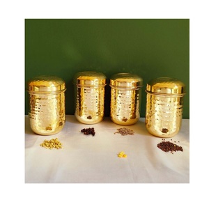 Classic metal kitchen canisters with tight fitting lids ideal for daily storage of dry groceries snacks grains and spices - Product Image 1