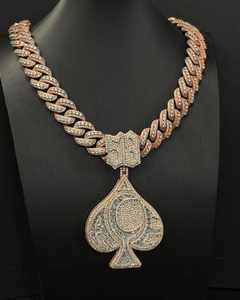 Pendentif Hip Hop personnalisé en argent 925, carte à jouer de mode, pique avec moissanite VVS, collier pique brillant - Product Image 4