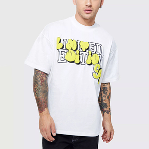 Heavy Weight Soft Cotton Crew Neck Drop Shoulder 300gsm Camisetas de verano en blanco para hombres - Product Image 3