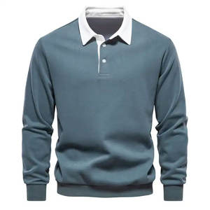 Autumn Long-<b>sleeved</b> Polo Collar <b>Hoodie</b> Men's High-quality Casual Lapel Button Pullover - Product Image 1