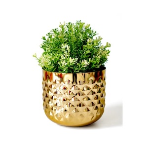 Lot de 3 jardinière en métal au design martelé fini or brillant intérieur extérieur décoratif maison balcon jardinière pour décor de jardin - Product Image 4