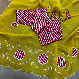 ส่าหรีผ้าไหมที่สวยงามนุ่มสีทองบดสไตล์ทันสมัยทันสมัยทันสมัยพร้อมผ้าพันผมตัดด้วยมือก้นดาน่าสำหรับงานปาร์ตี้ทุกโอกาส - Product Image 1