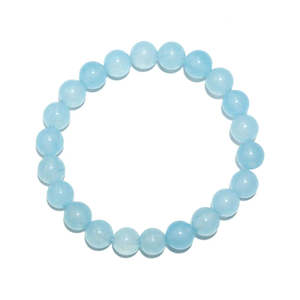 Bracelet en calcédoine bleue lisse de 8 mm, perles rondes, 7 pouces, boule de quartz pour cadeau - Product Image 4