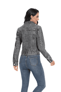 Chaqueta vaquera de alta calidad para mujer, pantalones vaqueros desgastados rasgados informales con capucha, chaquetas azules para mujer, camisas vaqueras al por mayor - Product Image 4