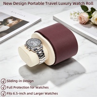 Étui de rangement portable pour montre de luxe en cuir PU, design coulissant, doublure en velours
