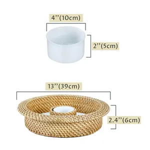 Nouveaux plats et plateaux de service en rotin, plateau de service pour les frites et les trempettes pour les fêtes, boîte de rangement des aliments pour les collations, fruits secs - Product Image 2