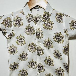 Chemise décontractée en coton imprimé pour garçons élégante avec col |   Chemise à manches courtes boutonnée pour l'été - Product Image 2