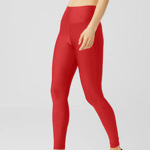 Mallas de yoga transpirables sólidas de cintura media para mujer, conjunto de Gimnasio Deportivo con cintura elástica, estiramiento de cuatro vías de secado rápido - Product Image 4