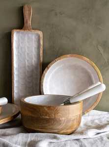 Handmade Natural Wooden Serving Bowl Eco-Friendly Sustainable for Rustic Farmhouse Kitchen Polished Wood Decorative Food-Safe - Product Image 3