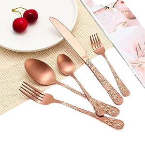 El mejor juego de cubiertos de acero inoxidable con acabado dorado personalizado, cubiertos de diseño real ecológicos para bodas, cuchara de cuchillo saludable - Product Image 3