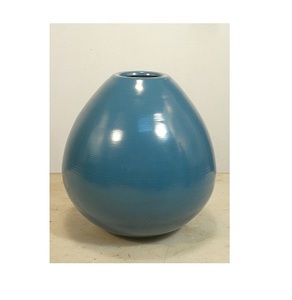 Blue Metal Flower <b>Vase</b> for Home Decor Decoration Egg Shape - Product Image 1