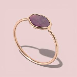 Anillo fino de oro de 14 quilates para mujer, superventas, para bodas, fiestas, estilo étnico hecho a mano, hermosa piedra preciosa de rubí Trapiche - Product Image 2