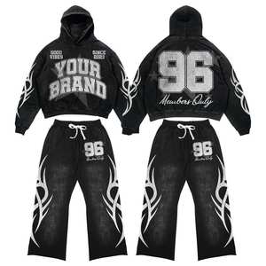 Prix d'usine, logo personnalisé, sweat-shirt à capuche uni teint, style vintage, streetwear, survêtement tendance pour homme, léger, vente chaude, ensemble d'hiver uni - Product Image 4