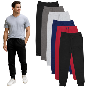 Lot de 3 pantalons de jogging décontractés pour hommes en coton écologique, taille mi-haute, coupe droite ajustée, avec braguette zippée, poches, légers, pour le printemps - Product Image 5