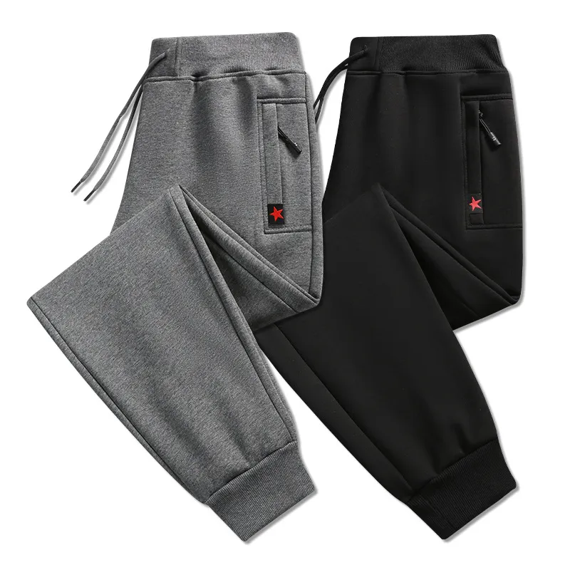 Cotton sweatpants men's straight trousers large size men's casual pants autumn and winter with velvet pants thick