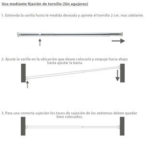 Asta per tende allungabile 85,5/150 cm. Con molla a pressione regolabile (1 pezzo) - Product Image 2