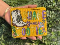 Mardi gras dompet Mini bermanik biji, kualitas tinggi dompet koin pendek wanita untuk wanita dompet manik-manik